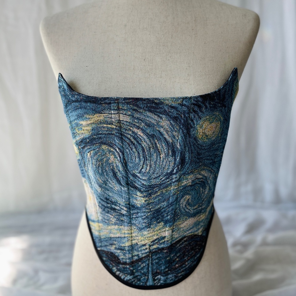 Starry Night Corset - Van Gogh Corset - Handmade Corset Top for Women